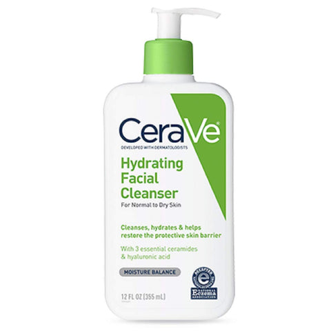 Cerave Hydrating Facial Cleanser, Daily Face Wash For  Normal To Dry Skin, 12 Fl Oz.--Two Pack