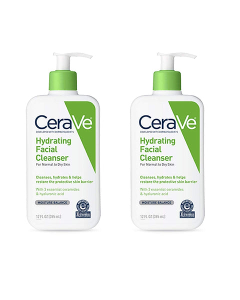 Cerave Hydrating Facial Cleanser, Daily Face Wash For  Normal To Dry Skin, 12 Fl Oz.--Two Pack
