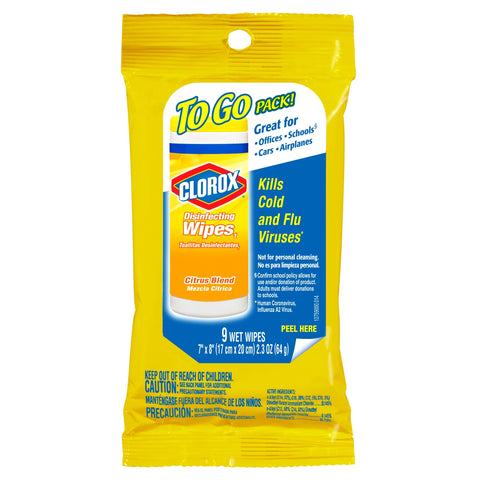 CLOROX TO GO WIPE LEMON 9 CT